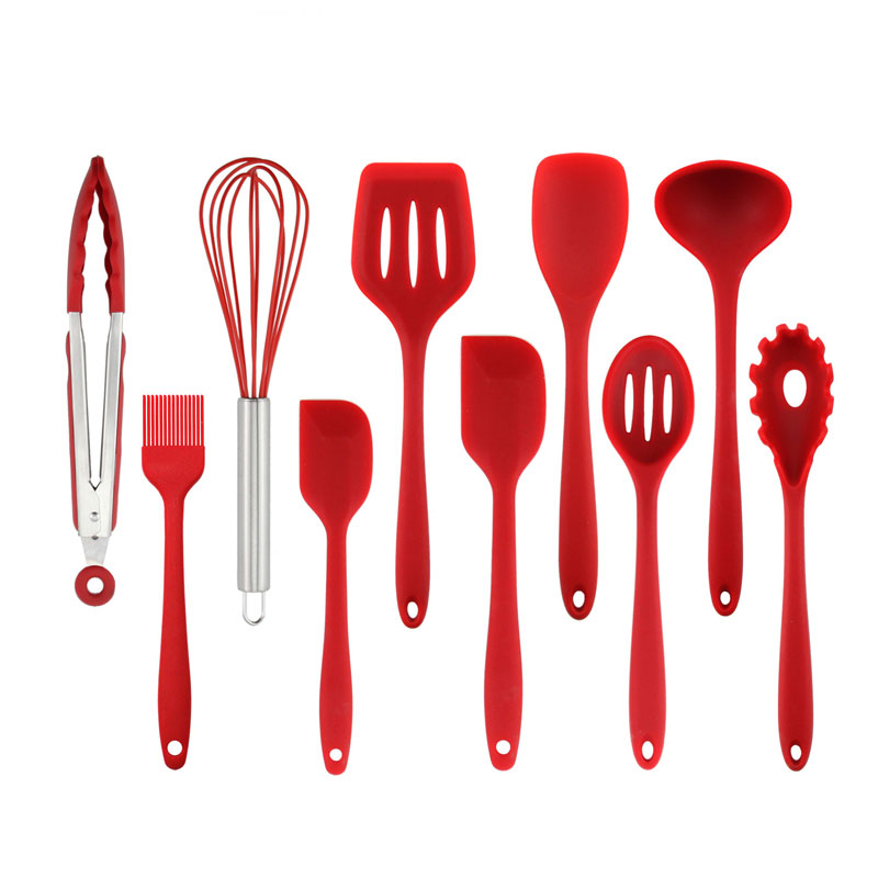 10pcs ferramentas de utensílios de cozinha de silicone seguros antiaderentes minimalistas