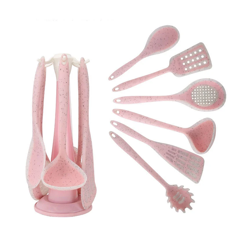7pcs bonito fácil de limpar conjunto de ferramentas de cozinha de silicone monobloco