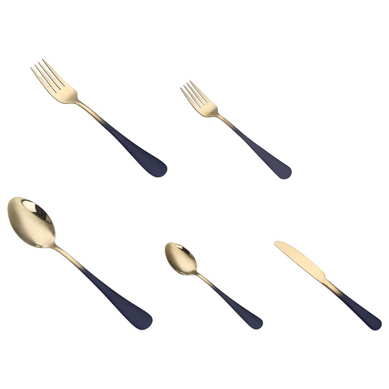 Conjunto de talheres de aço inoxidável banhado a titânio