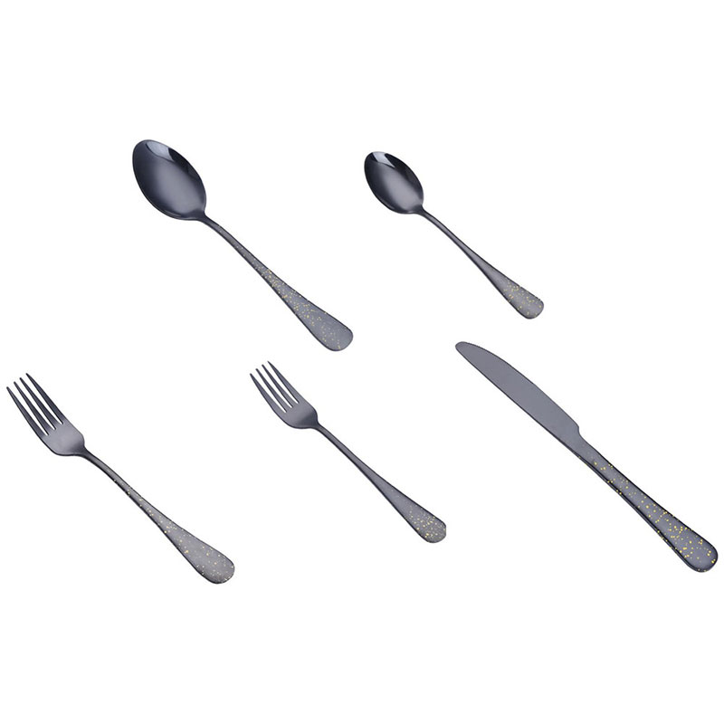 Conjunto de talheres de aço inoxidável banhado a titânio cinza escuro